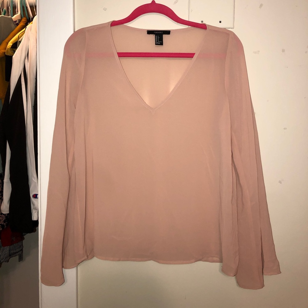 Pink sheer blouse, size small